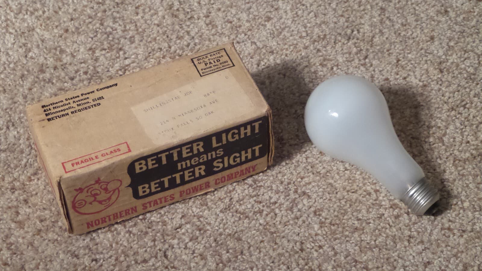Vintage Reddy Kilowatt Advertising Light Bulb with NSP Box & Bulb Included Works 5