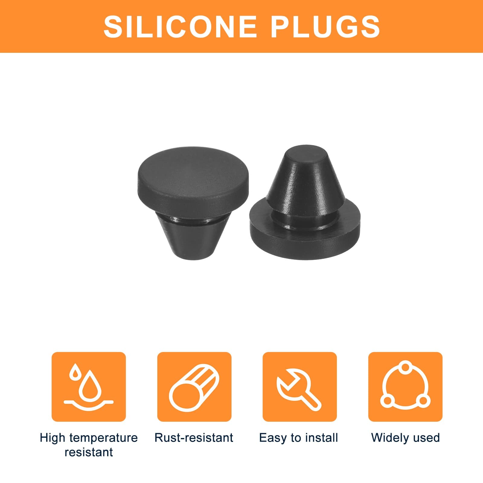 15Pcs Silicone Plugs Rubber Round Hole Plugs for 7-8mm Hole Black 4