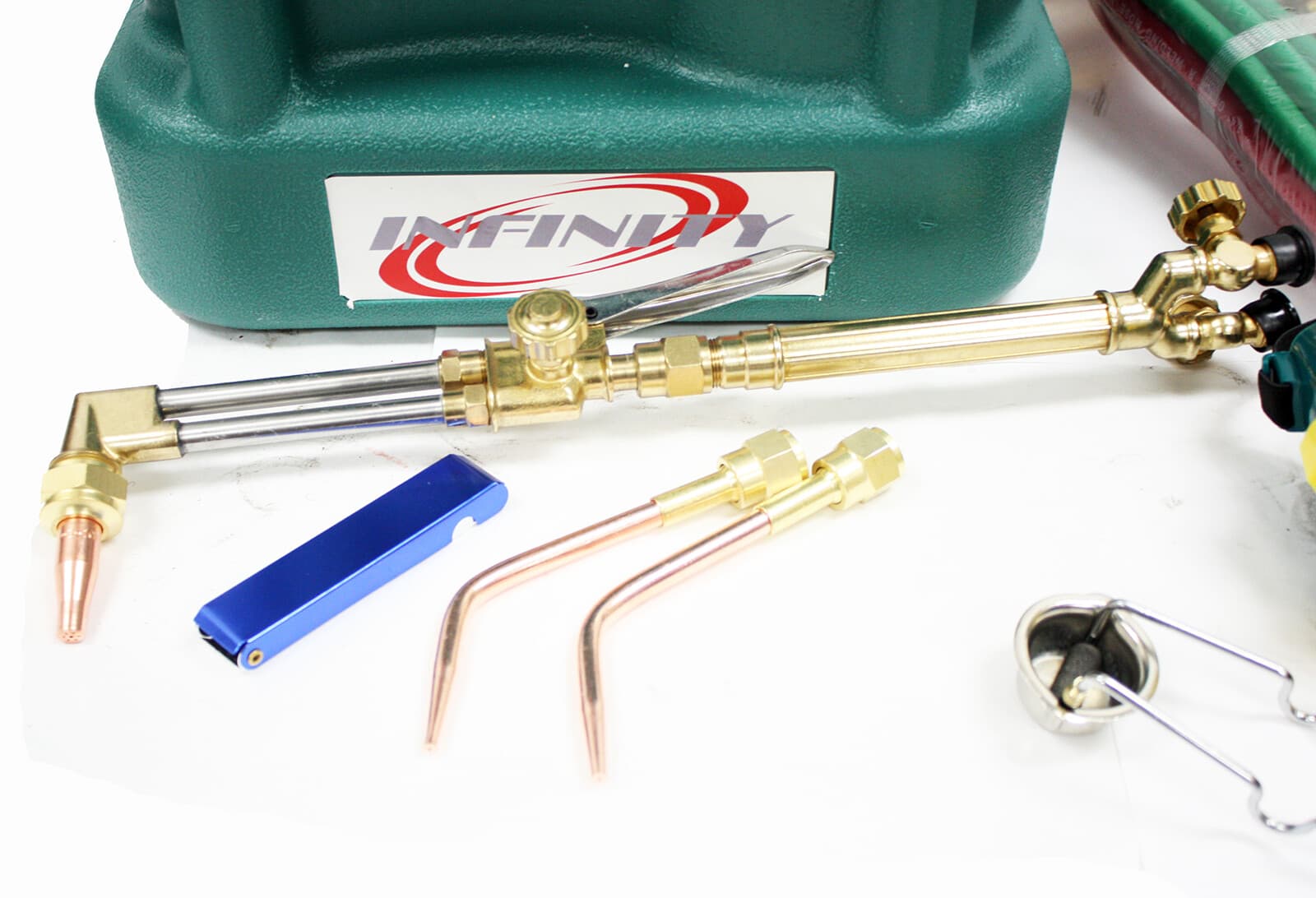 HVAC Brazing Welding Cutting Torch Kit w/Oxygen Acetylene Tanks Regulator & TOTE 6