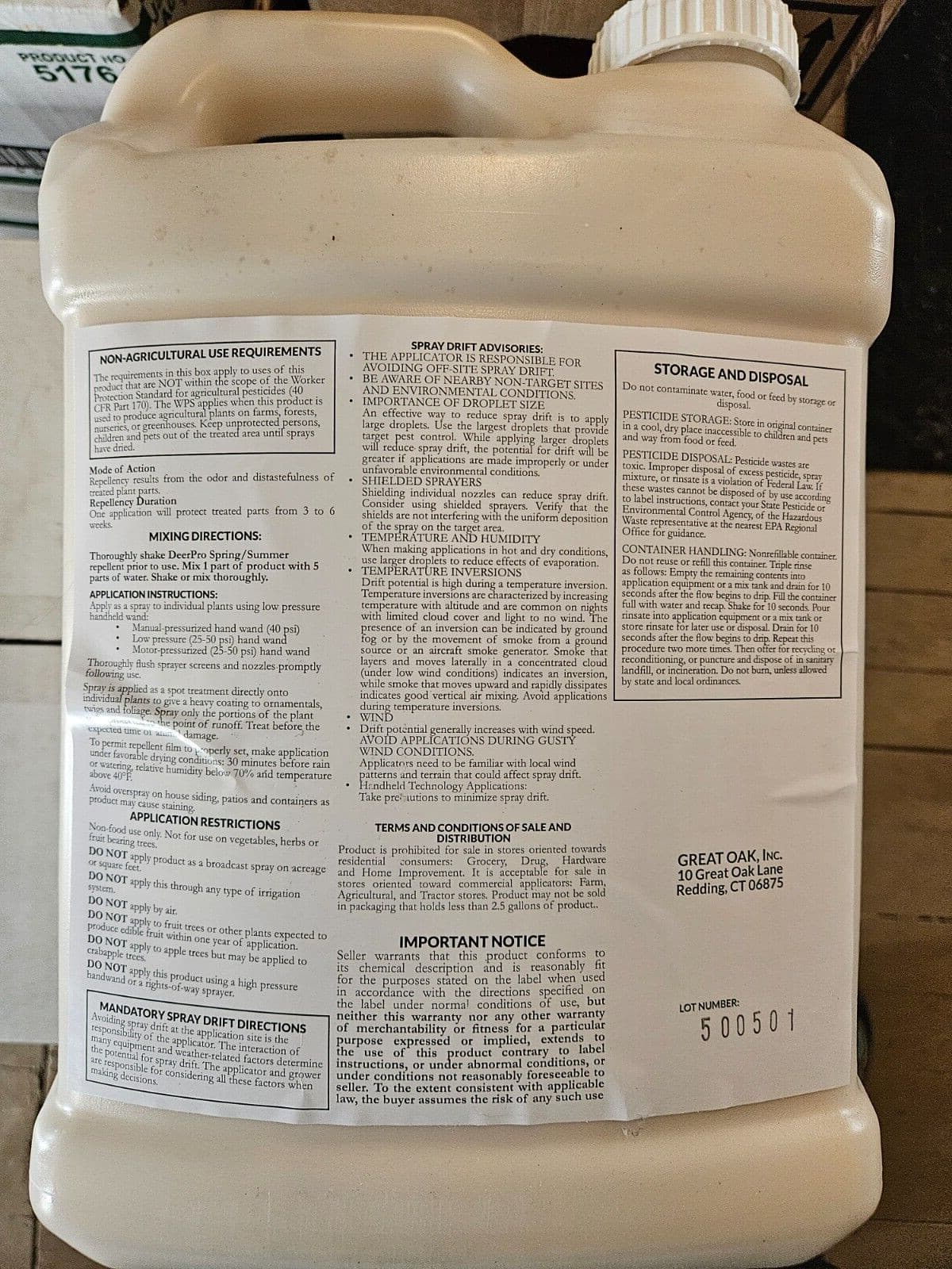 DeerPro Spring/Summer Animal Repellent w/Thiram 2.5 Gal, Conc. Makes 15 Gal 2