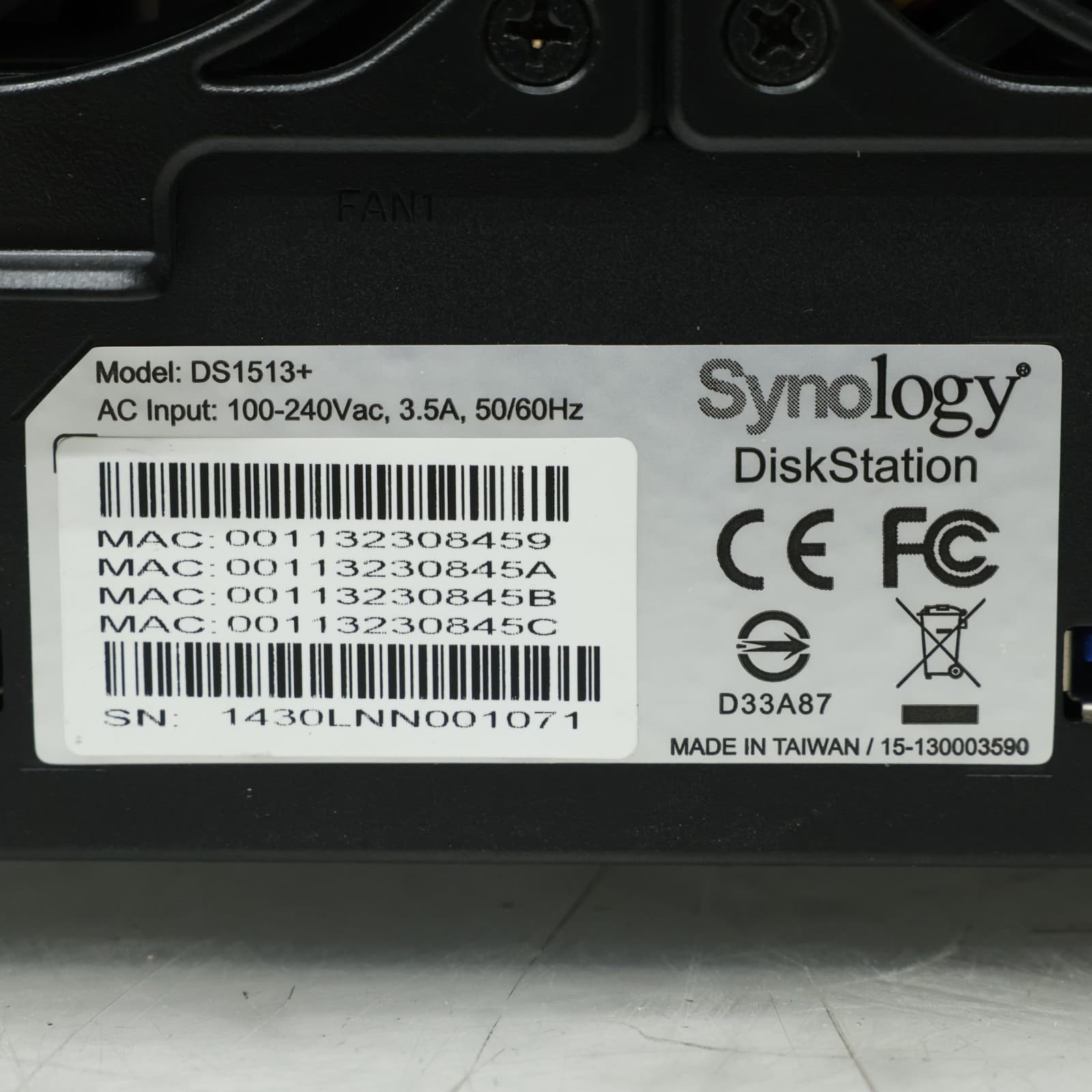 SYNOLOGY DS1513+ DISKSTATION 5-BAY NAS DRIVE NETWORK ATTACHED STORAGE T4-B7 6