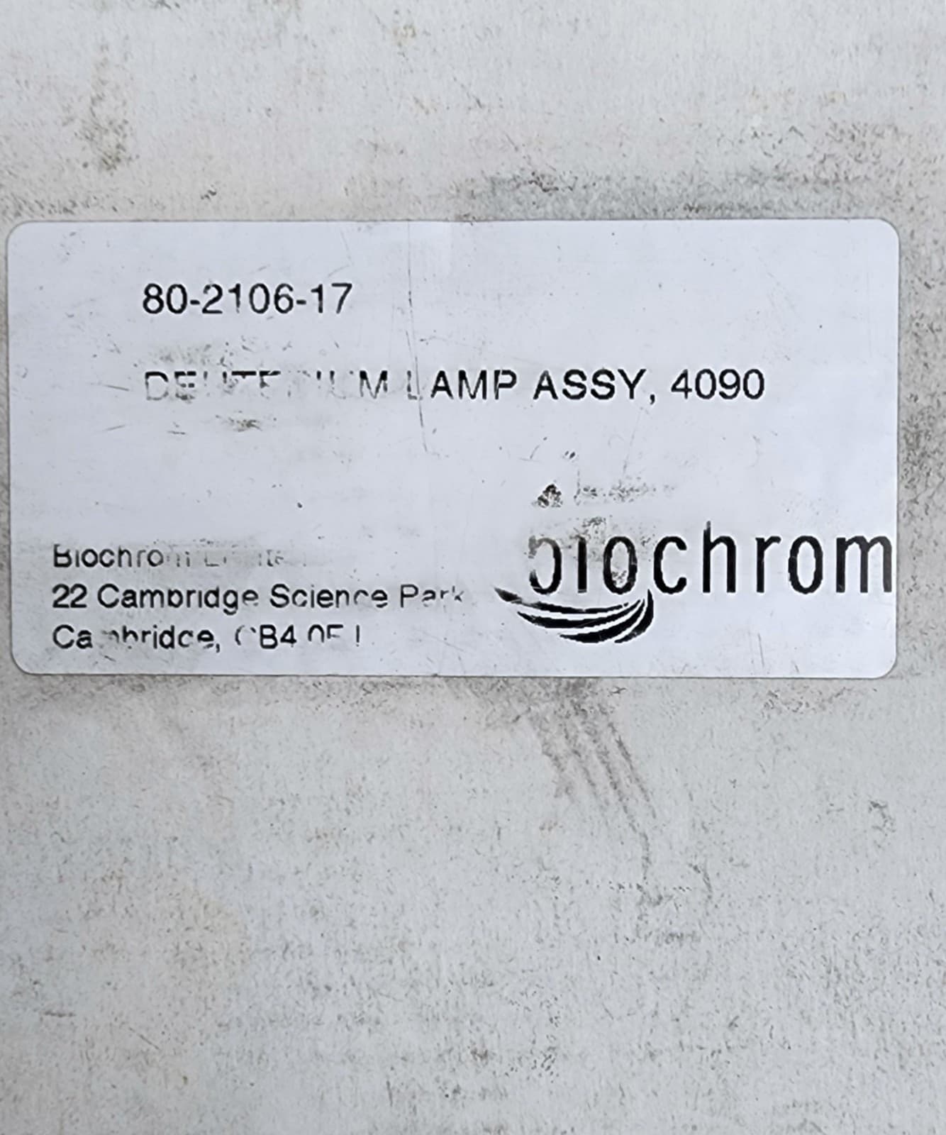 Biochrom Deuterium (D2) lamp, for Ultrospec 3300/4300 Pro PTR Spectrophotometer 6
