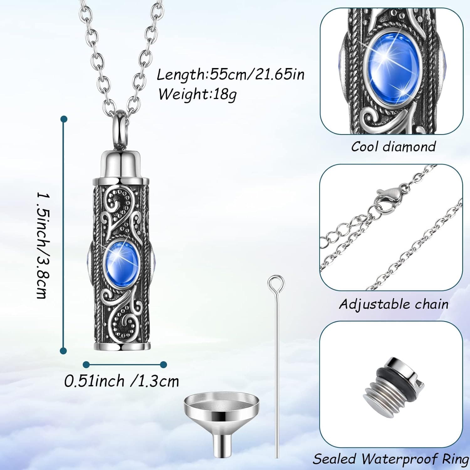 3 Pcs Urn Necklaces for Ashes Cremation Jewelry for Ashes Urn Pendant Necklace f 2