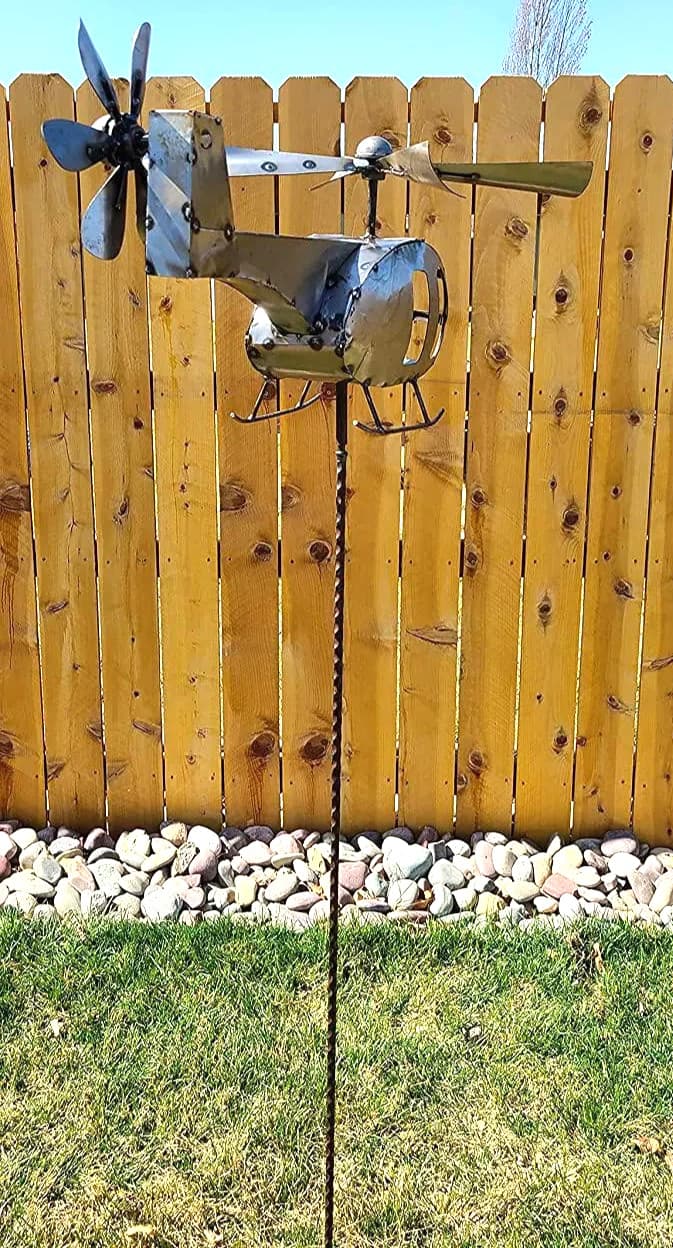 Metal Farm Helicopter Spinner Propeller Yard Garden Stake Windmill Whirly-Gig 4