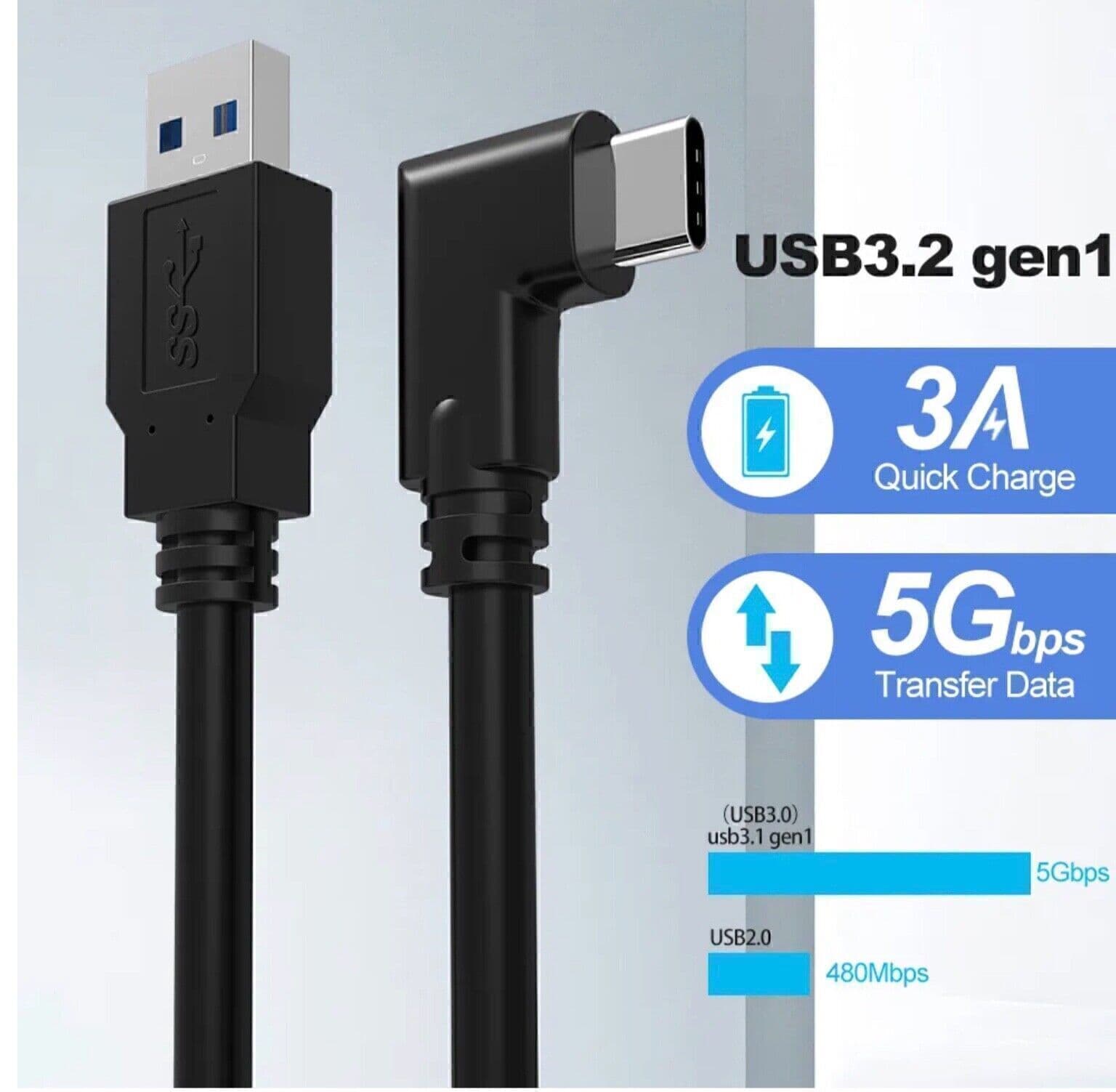 Link Cable 16FT Compatible for Oculus/Meta Quest 2/1, USB 3.2 Gen 1 Type A to C 2