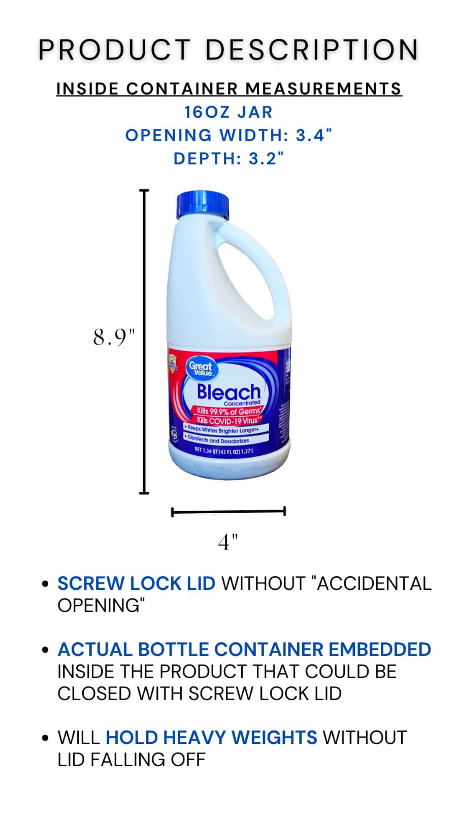 GV Bleach Large Diversion Safe Stash Can Screw Lock Smell Proof Hidden Container 4
