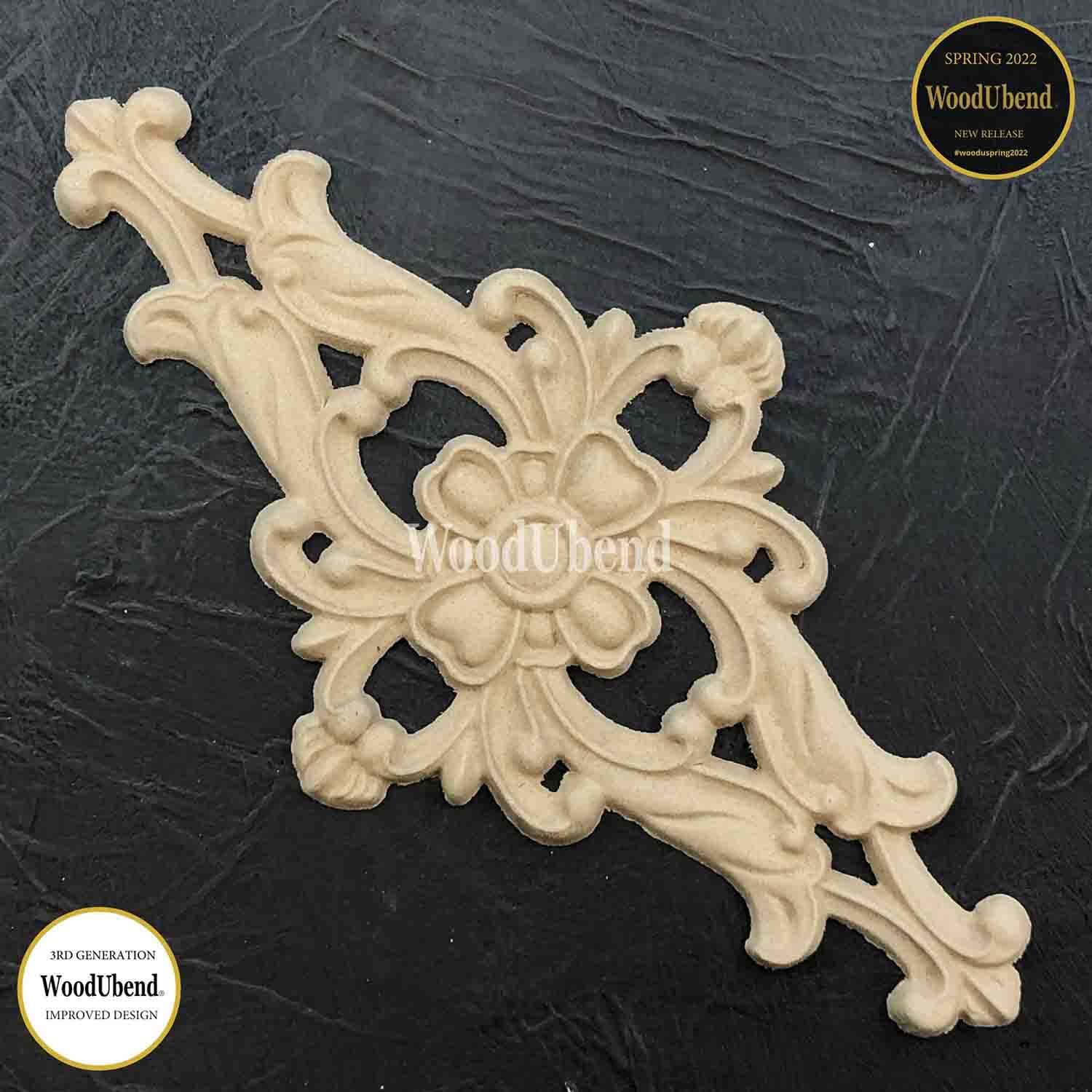 WoodUbend Heat Bendable Pack of Two Applique Medium Floral Centrepieces WUB2109 2