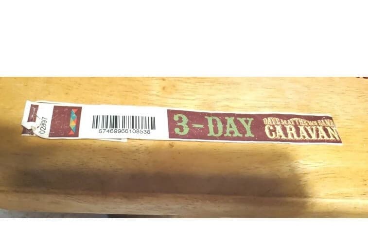 DMB DAVE MATTHEWS BAND CARAVAN 2011 CONCERT USED 3-DAY CUT WRISTBAND BADER FIELD