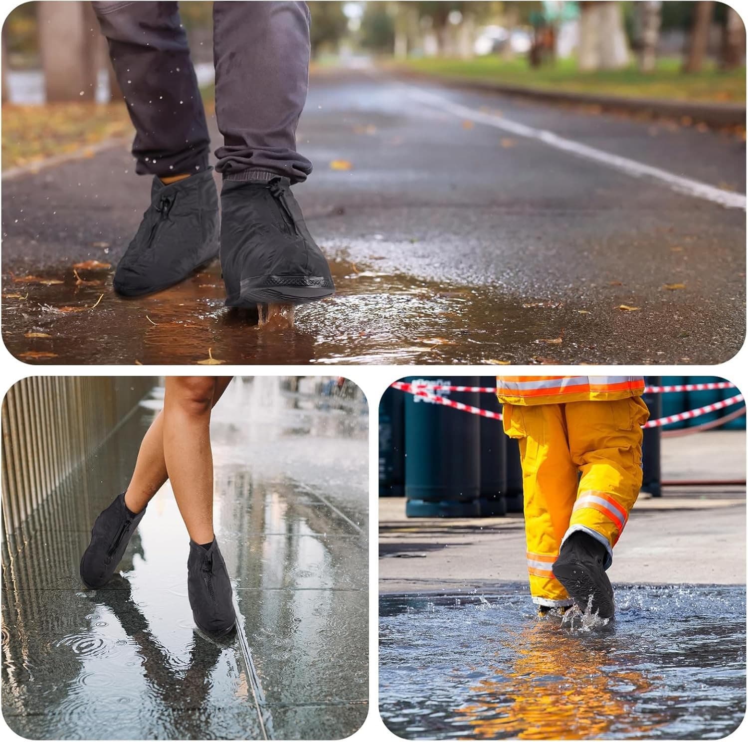 Shoe Covers with Zipper, Waterproof Hard Sole Version Shoe Covers for Rain XL 3