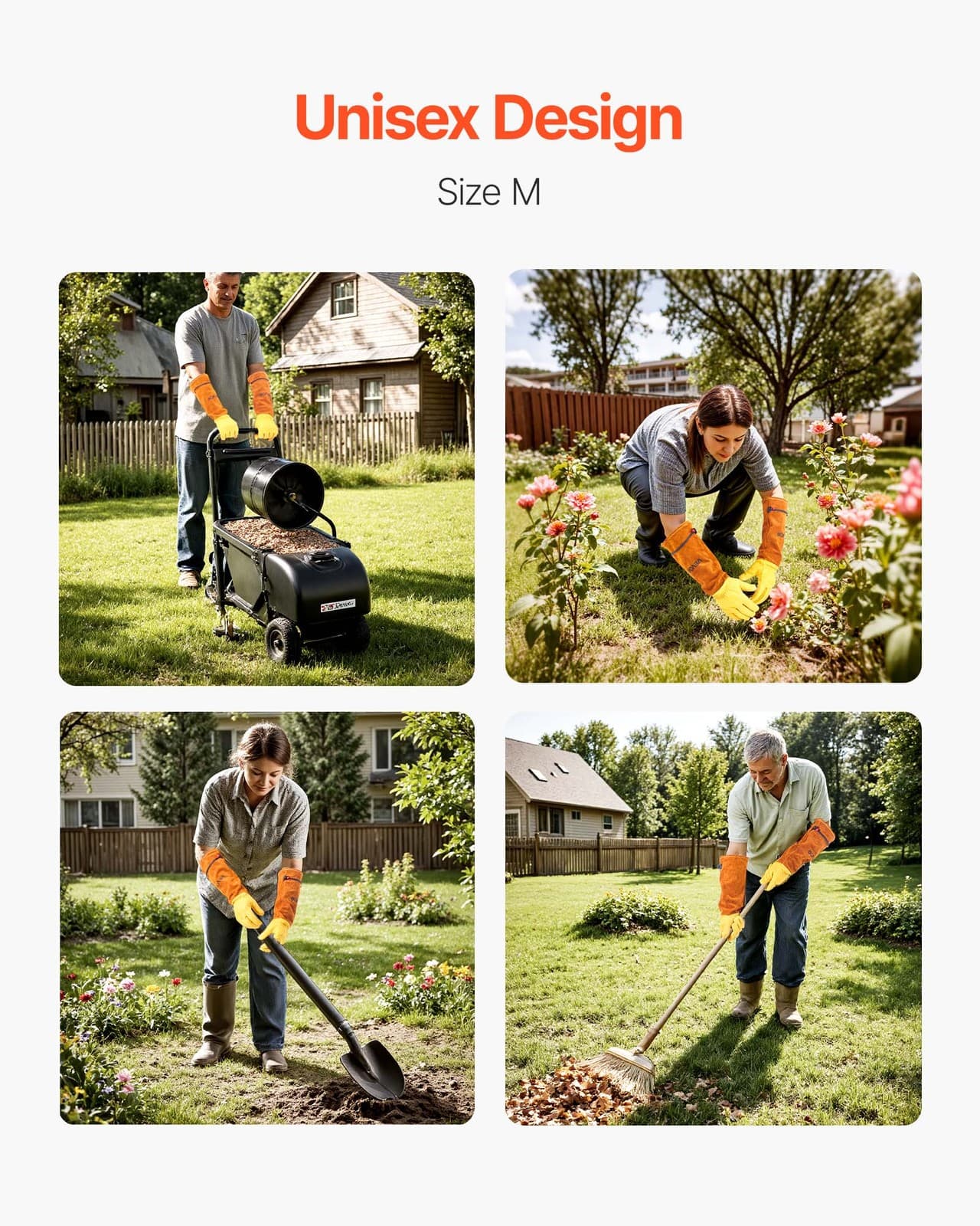 VEVOR Gardening Gloves Thorn Proof Long Leather Rose Pruning Gloves Men & Women 6