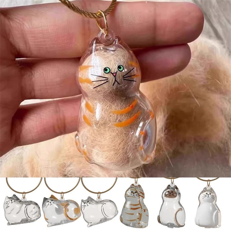 6PC Cat hair storage box pendant cat hair storage capsule keychain commemorative 3
