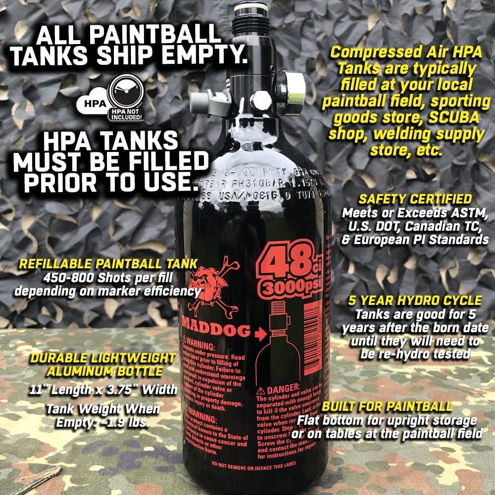 NEW Maddog 48ci 3000psi Aluminum Compressed Air HPA Paintball Tank N2 4