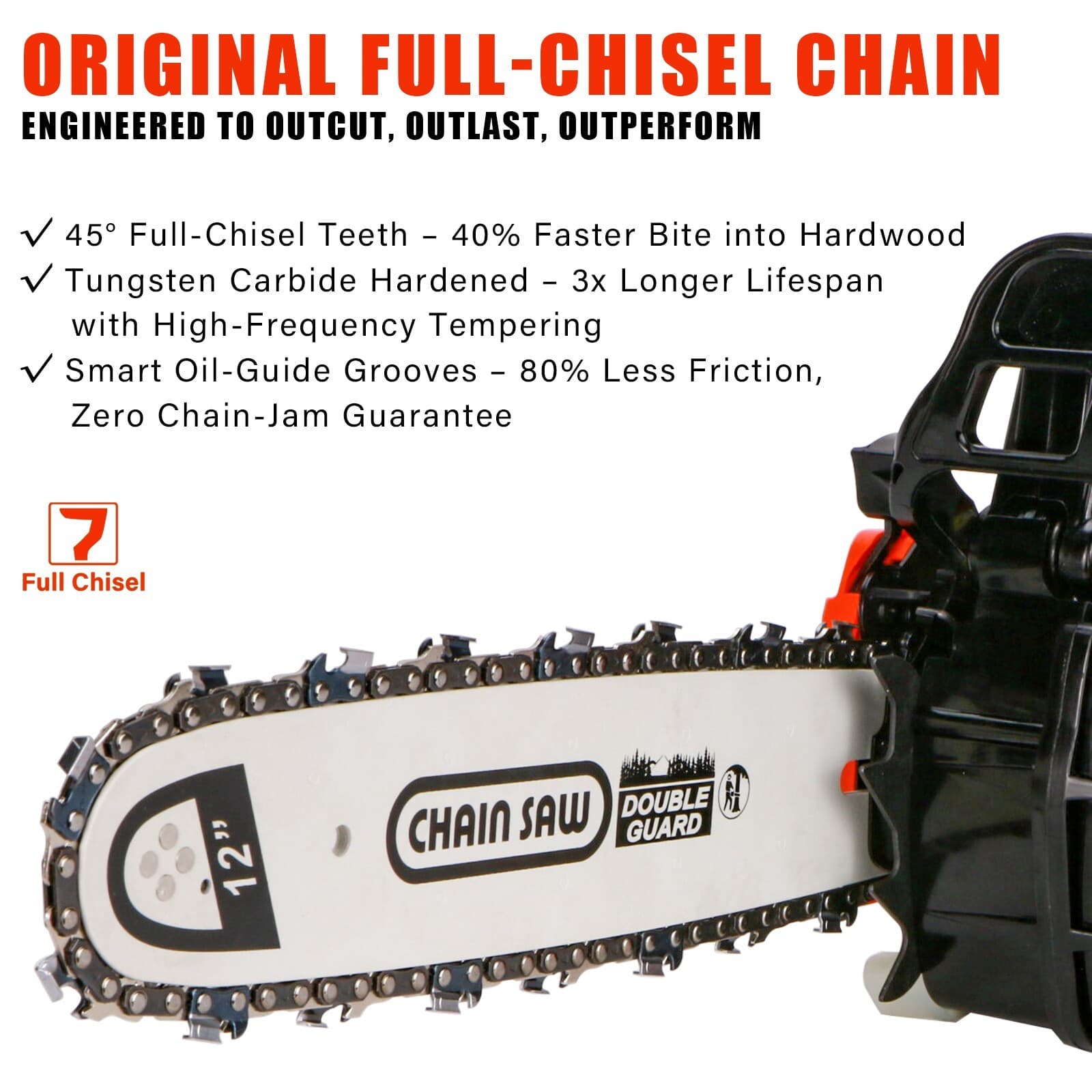 V-MODEST 2511 12" Gas Chainsaw 25cc 1.5HP 2-Cycle Engine Top Handle Climbing Saw 6