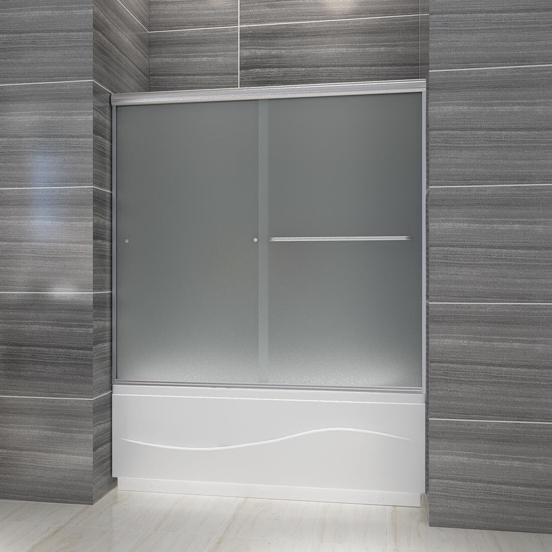 ELEGANT 60"x62" Bathtub Shower Door Double Sliding Shower Tub Door in 1/4" Glass 3