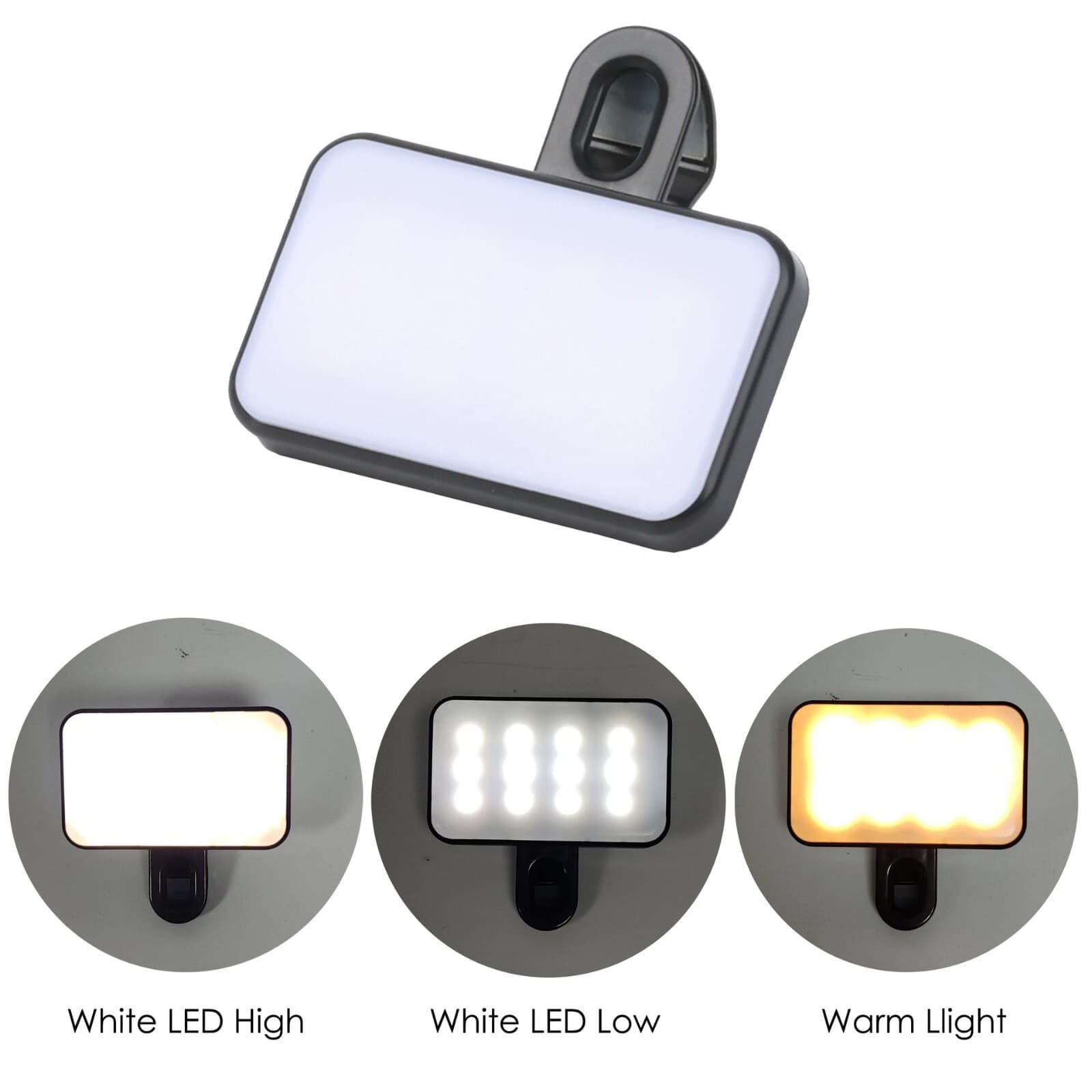 Selfie Light LED Ring Clip Camera Rechargeable Flash Light For Phone & Tablets 4