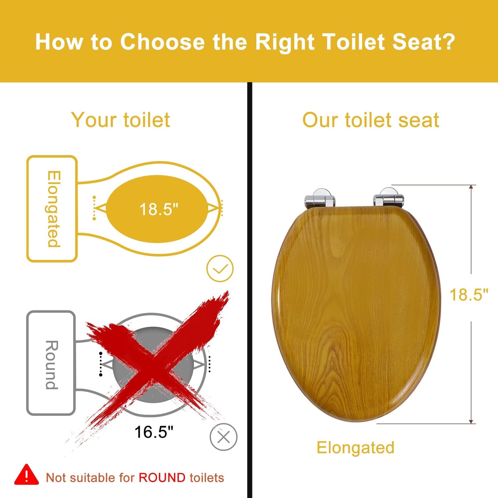 Angel Shield Wood Veneer Natural Toilet Seat with Quiet Close, Easy Clean, Qu... 2