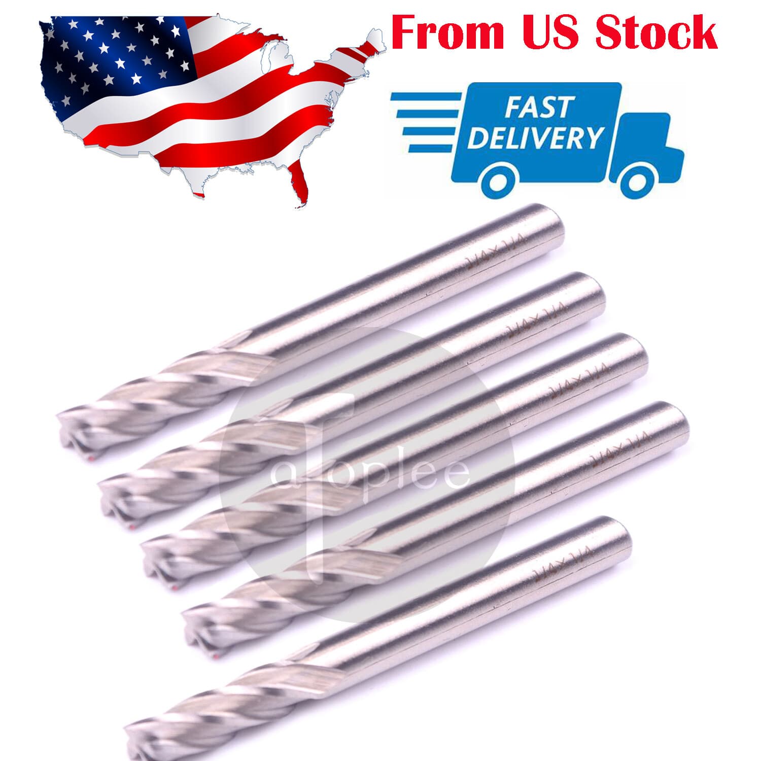 LSTOPGO 5Pcs 1/4"x1/4" HSS End Mill Cutter Square Nose End Mills, Inch, R Hand 6