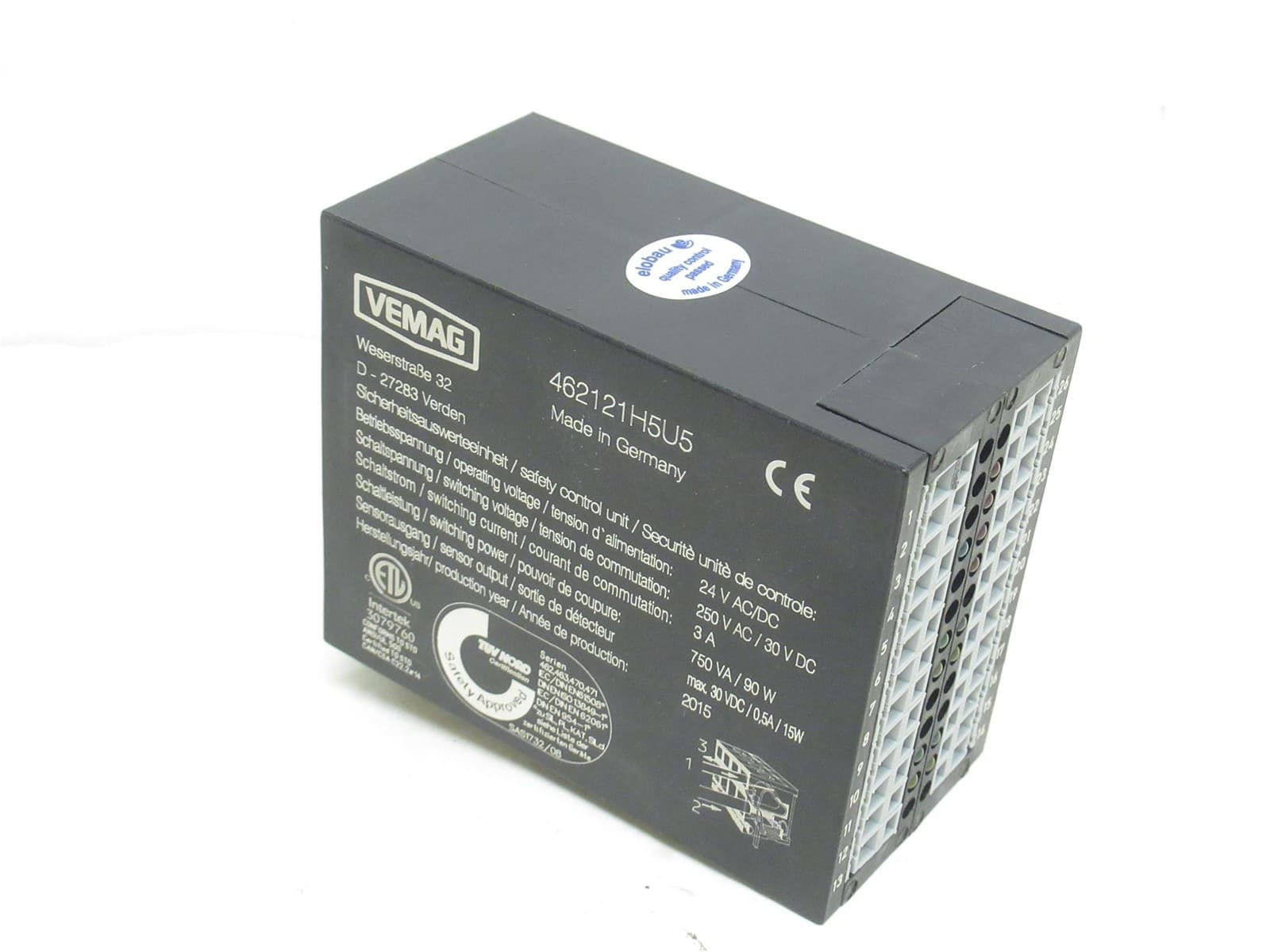 240017 New-No Box; Vemag 462121H5U5 Safety Relay Sensor; 250VAC Switching; 3A 4