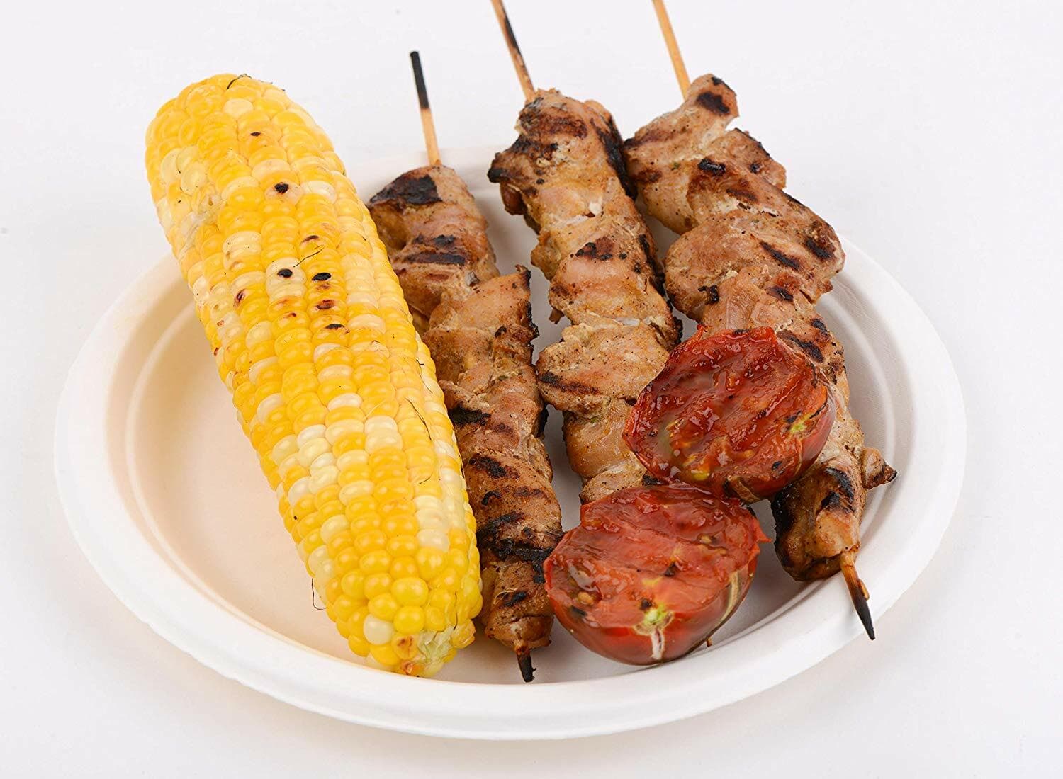 50 Pack - 100% Compostable Plates - Natural SugarCane Biodegradable 7-Inch 4