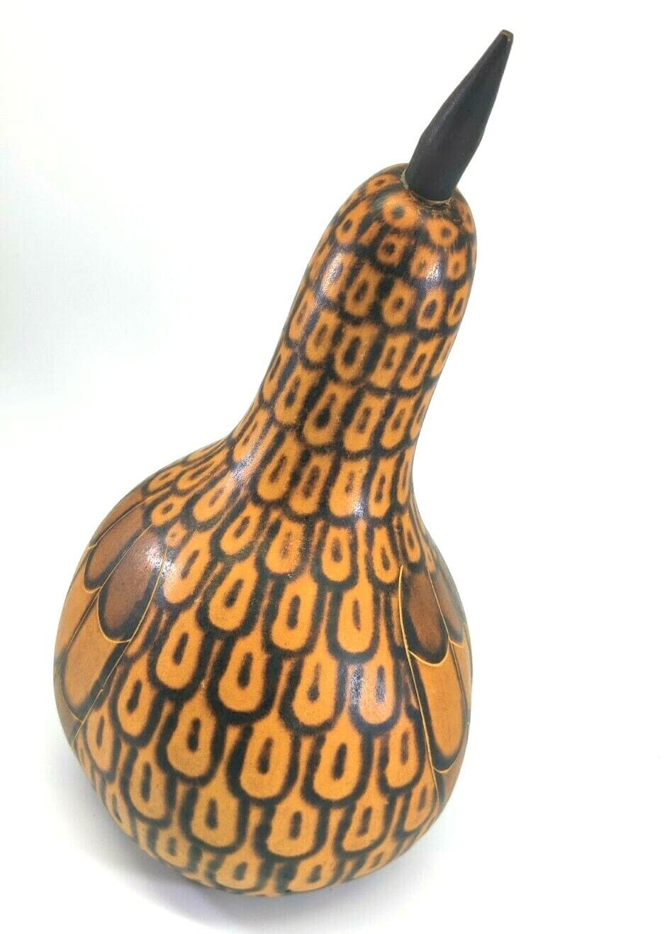 Carved Gourd Carved Rattle Shaker Bird 11 in. Tall 4