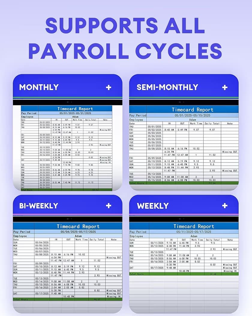 NGTeco APP Time Clock for Employee, Small Business, 2.4GHz WiFi, 5