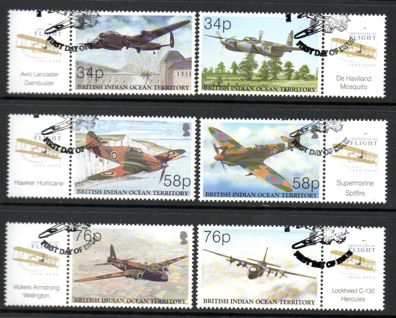 B.I.O.T. USED 2003 SG288-93 Centenary of Powered Flight