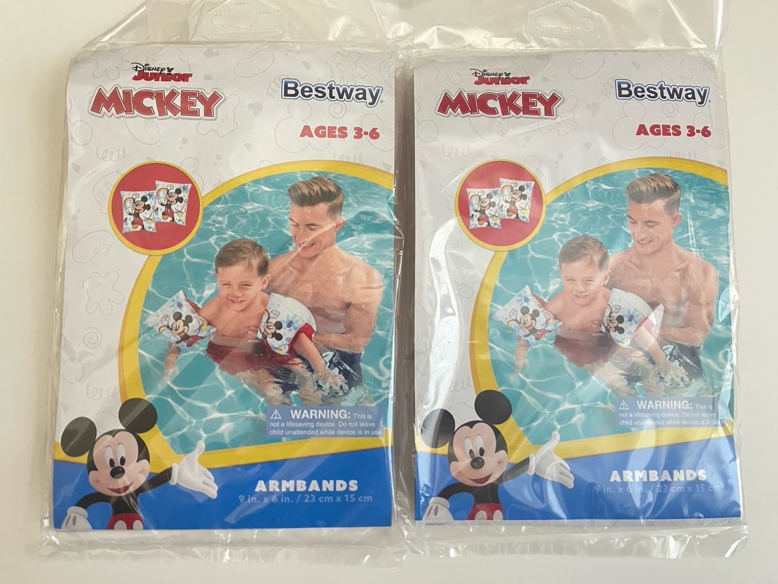 Bestway Disney Junior MICKEY Mouse Armbands 9x6 in inflatable Floaties 2 pairs