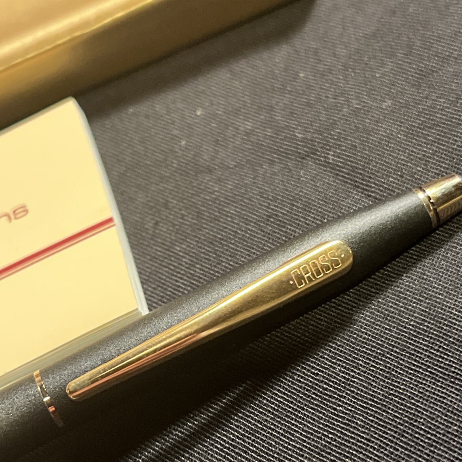 NOS Nib Cross 2502 Classic Black Century Ball Point Pen Matte Finish Gold Trim 6