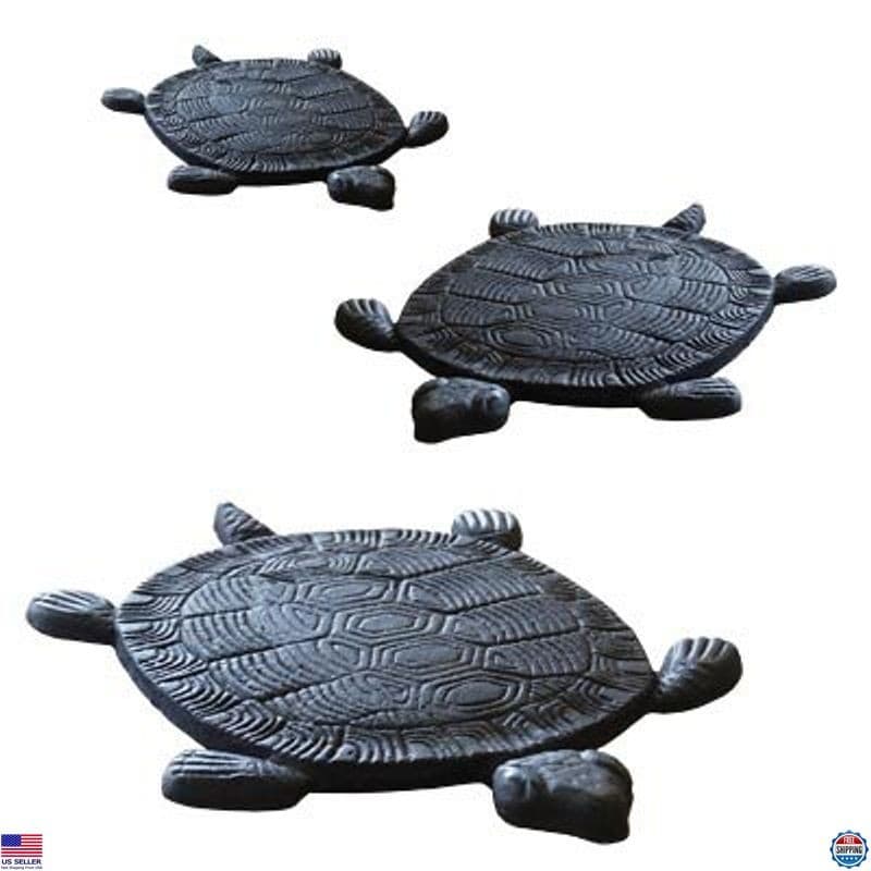 BestNest Esschert Design Turtle Stepping Stones – Set of 3 Durable Cast Iron