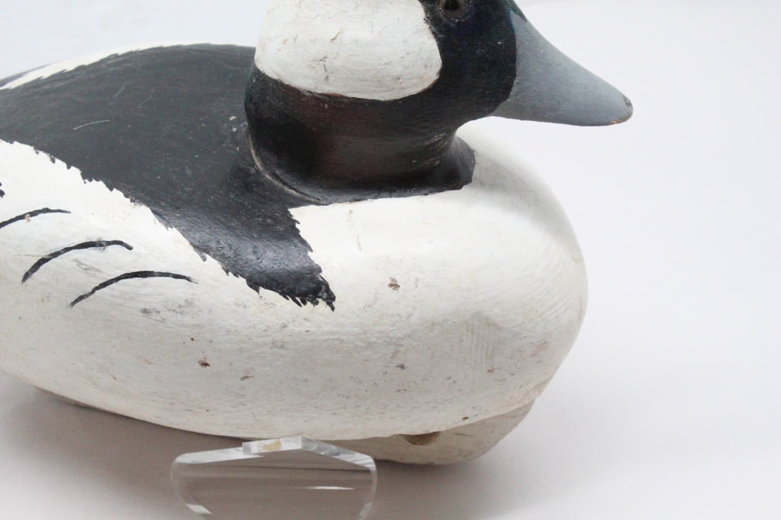 Vintage Bufflehead Wooden Duck Decoy, With Glass Eyes 11" 3