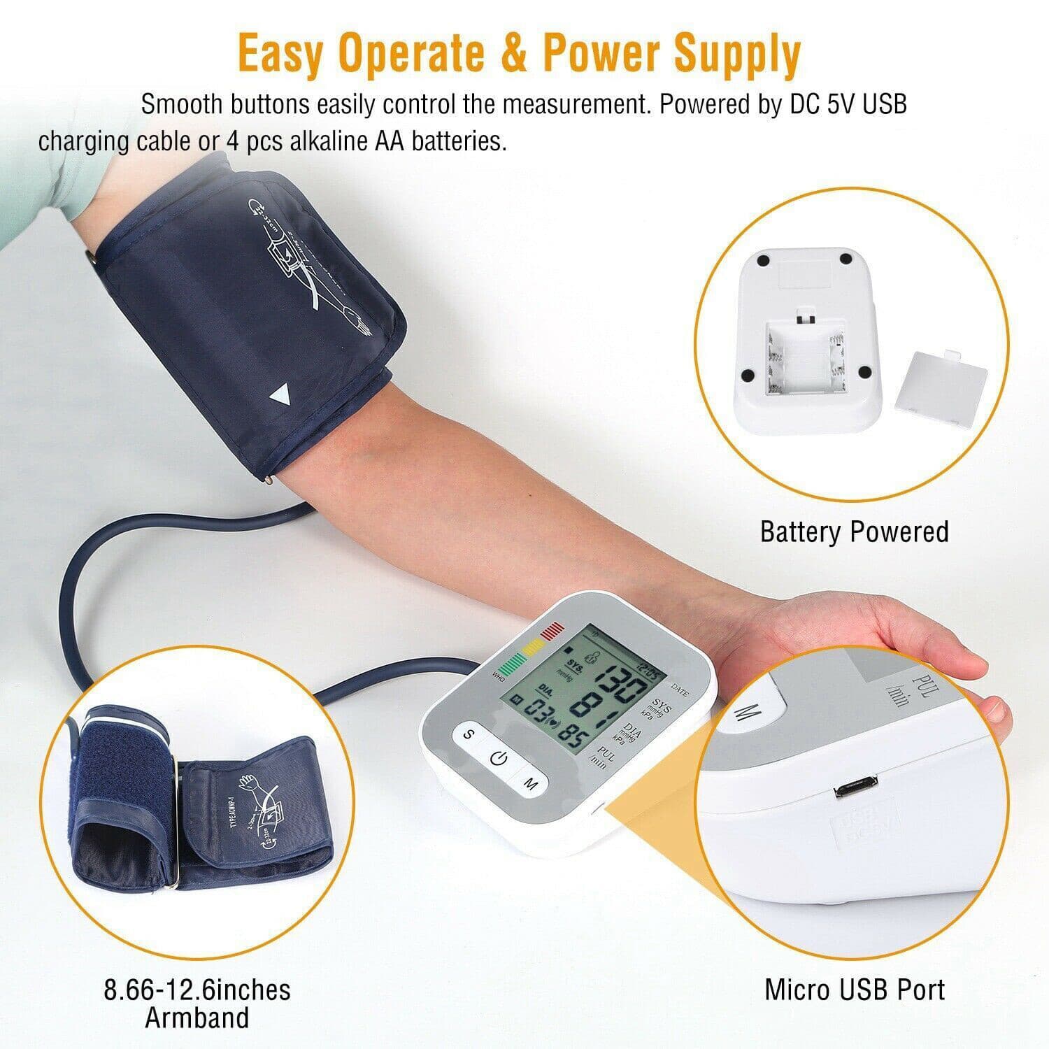 Blood Pressure Monitor Automatic Arm Digital BP Cuff Pulse Heart Rate Machine US 5