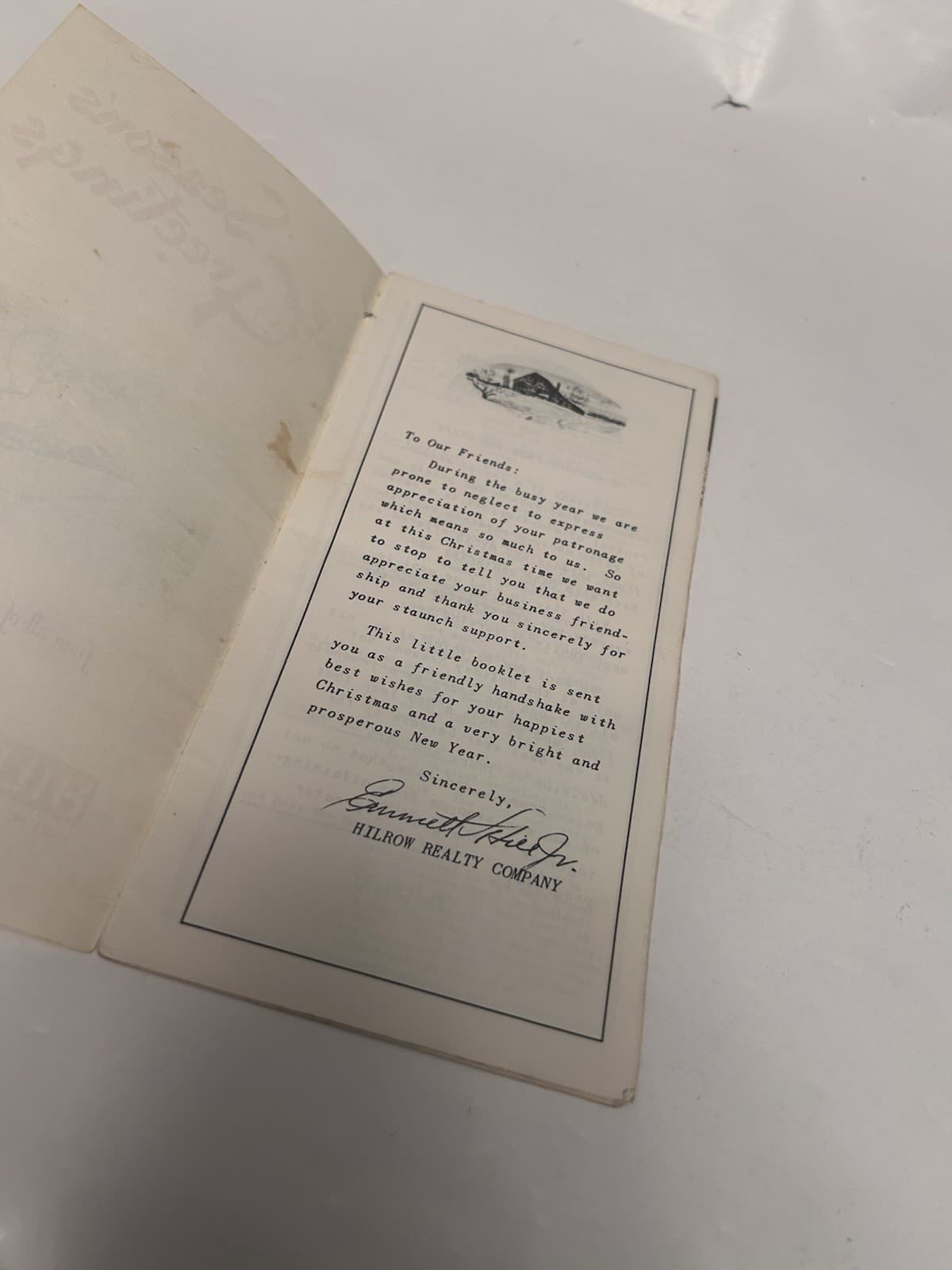 Seasons Greetings Brochure about Christmas Carols Hilrow Realty Co 1950 PA 2