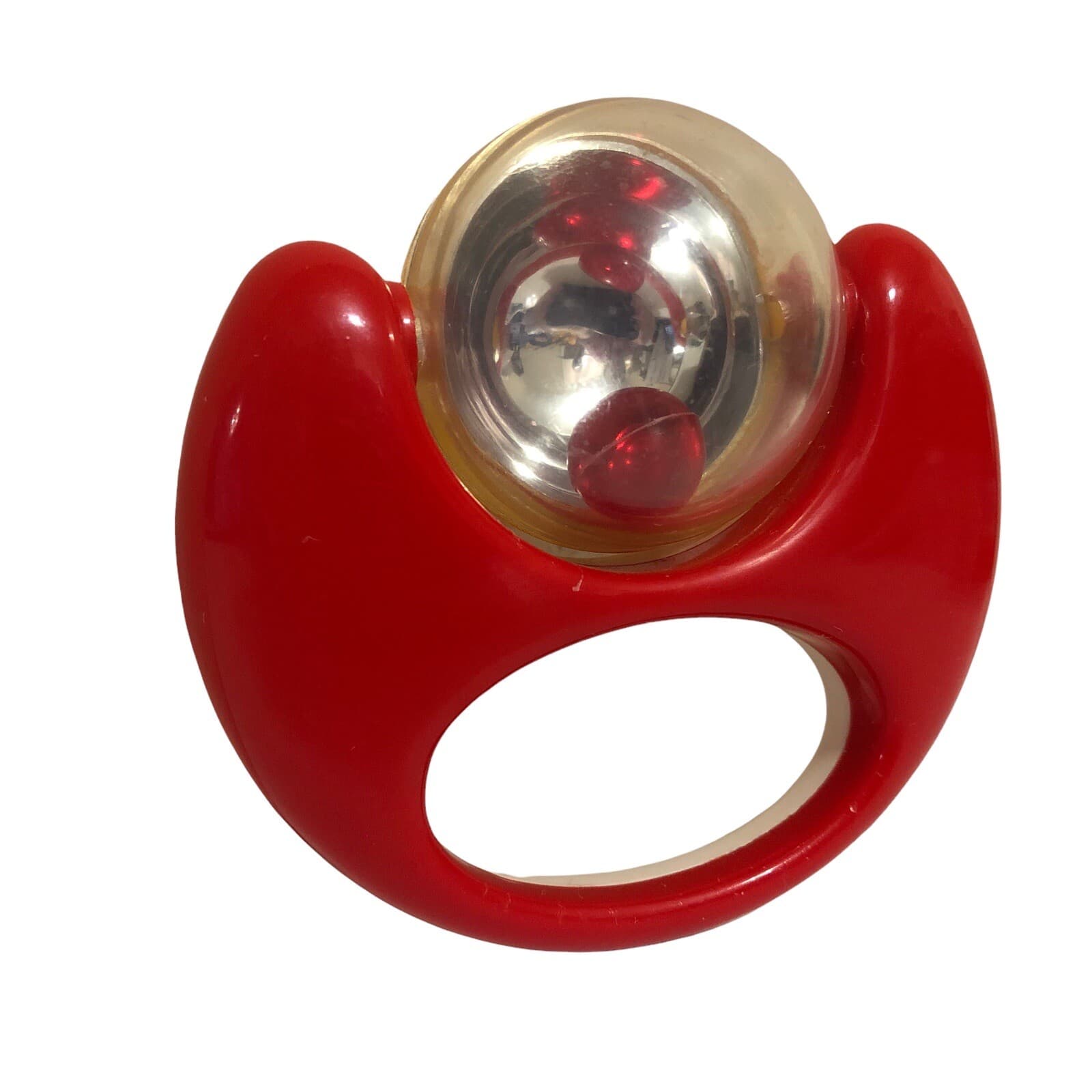 Vintage Playwell Smiley Face Smile Rattle Teether Yellow White Red Baby Rare 5