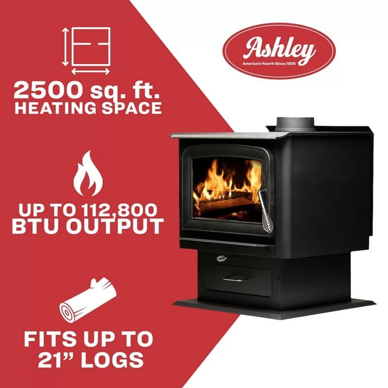 Ashley Large Wood Burning Stove - Heats Up To 2500 Square Feet 5