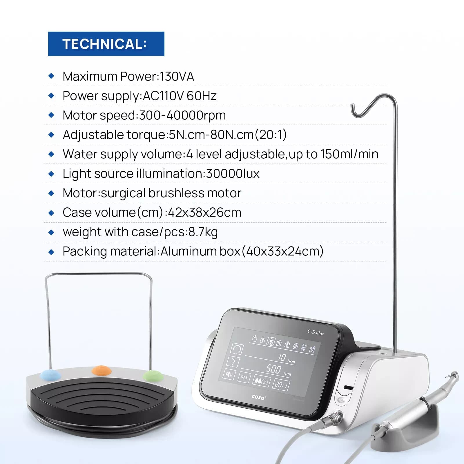 COXO Dental LED Implant Motor Surgical System 20:1 Contra Angle C-SAILOR PRO 2
