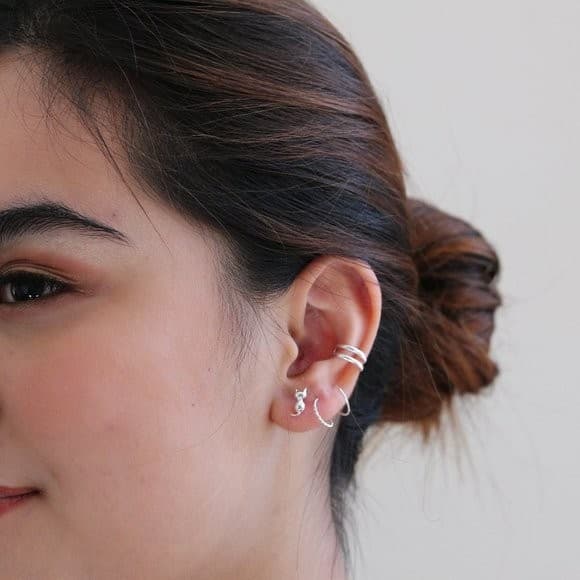 Sterling Silver Cat Stud Earrings 925 Minimalist Animal Jewelry for Her 2