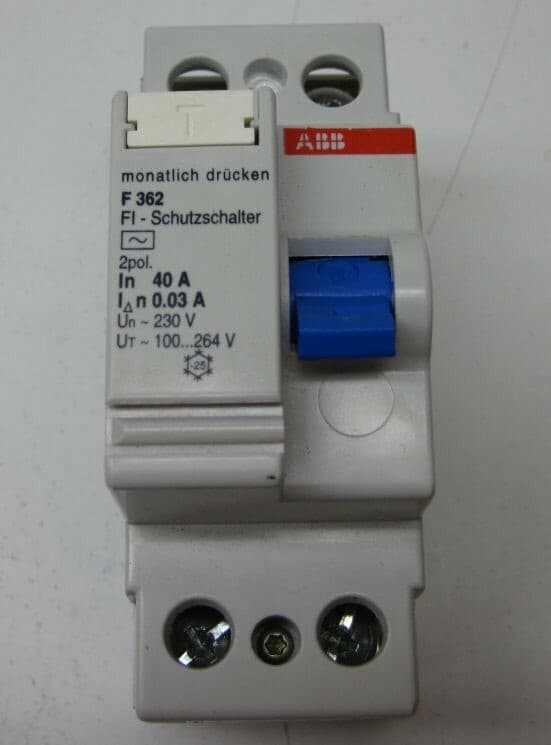 ABB F362-40/0.03 Residual Current-Operated Circuit Breaker, 2-Pole, 40A/30mA 2