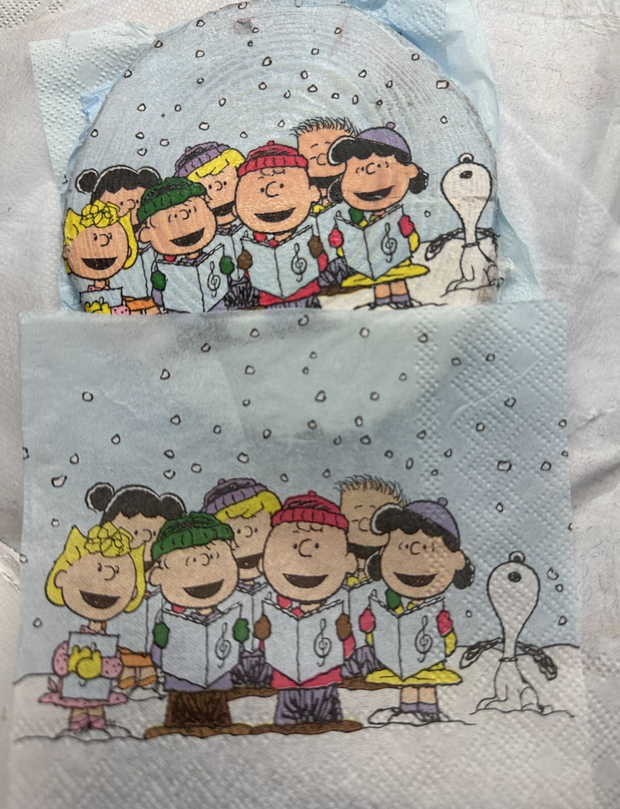 2 Individual Paper Decoupage Beverage Size Napkins Christmas Carol Peanuts DIY 5