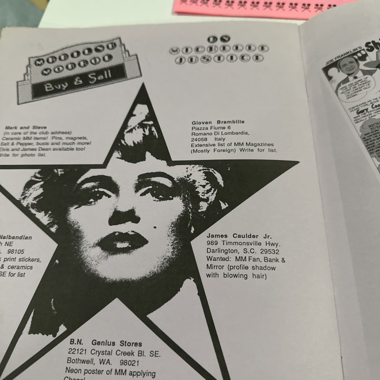 3  MARILYN MONROE  Some Like It Hot Official Newsletters 1989-1990 6