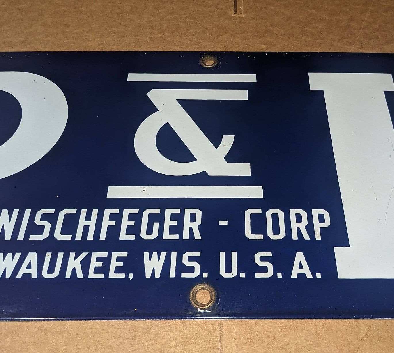 Vintage Large Pawling and Harnischfeger P&H Porcelain Sign Crane Industrial 2' 3