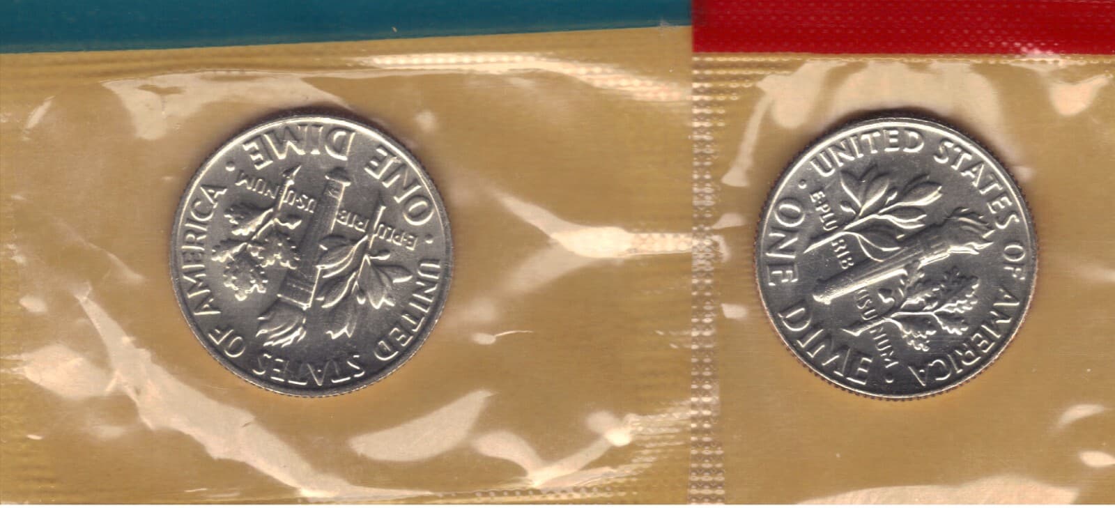 1978-P & D UNCIRCULATED BU ROOSEVELT DIMES IN MINT SET CELLO (2 coins) 2