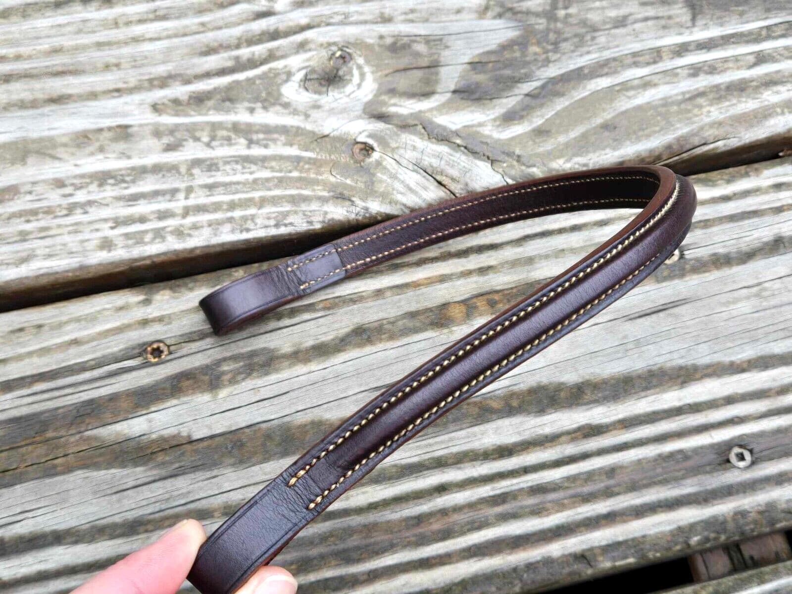 Devoucoux Dark Brown Square Raised English Hunter Browband - Size Medium 4