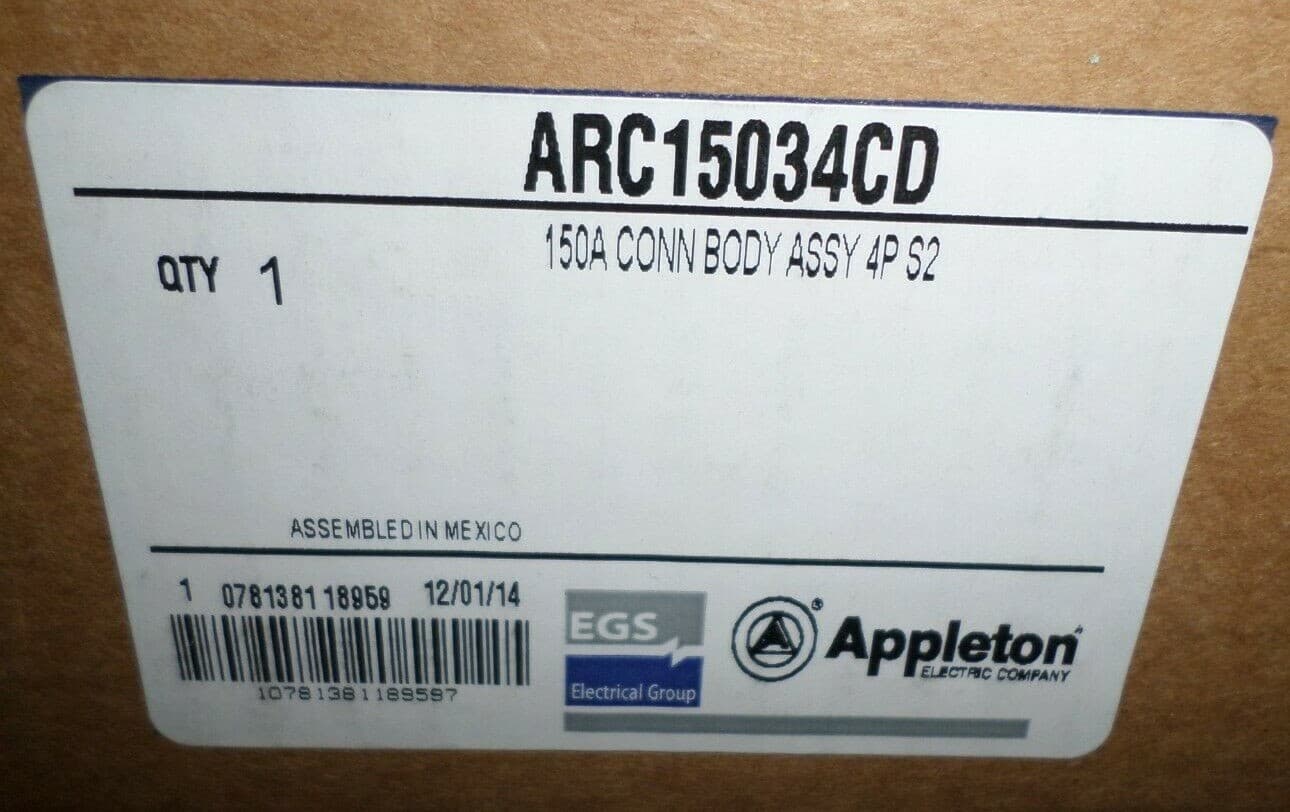⭐NEW IN BOX⭐ APPLETON ARC15034CD 150-Amp Pin&Sleeve CONNECTOR 100A 600V 3W4P 3