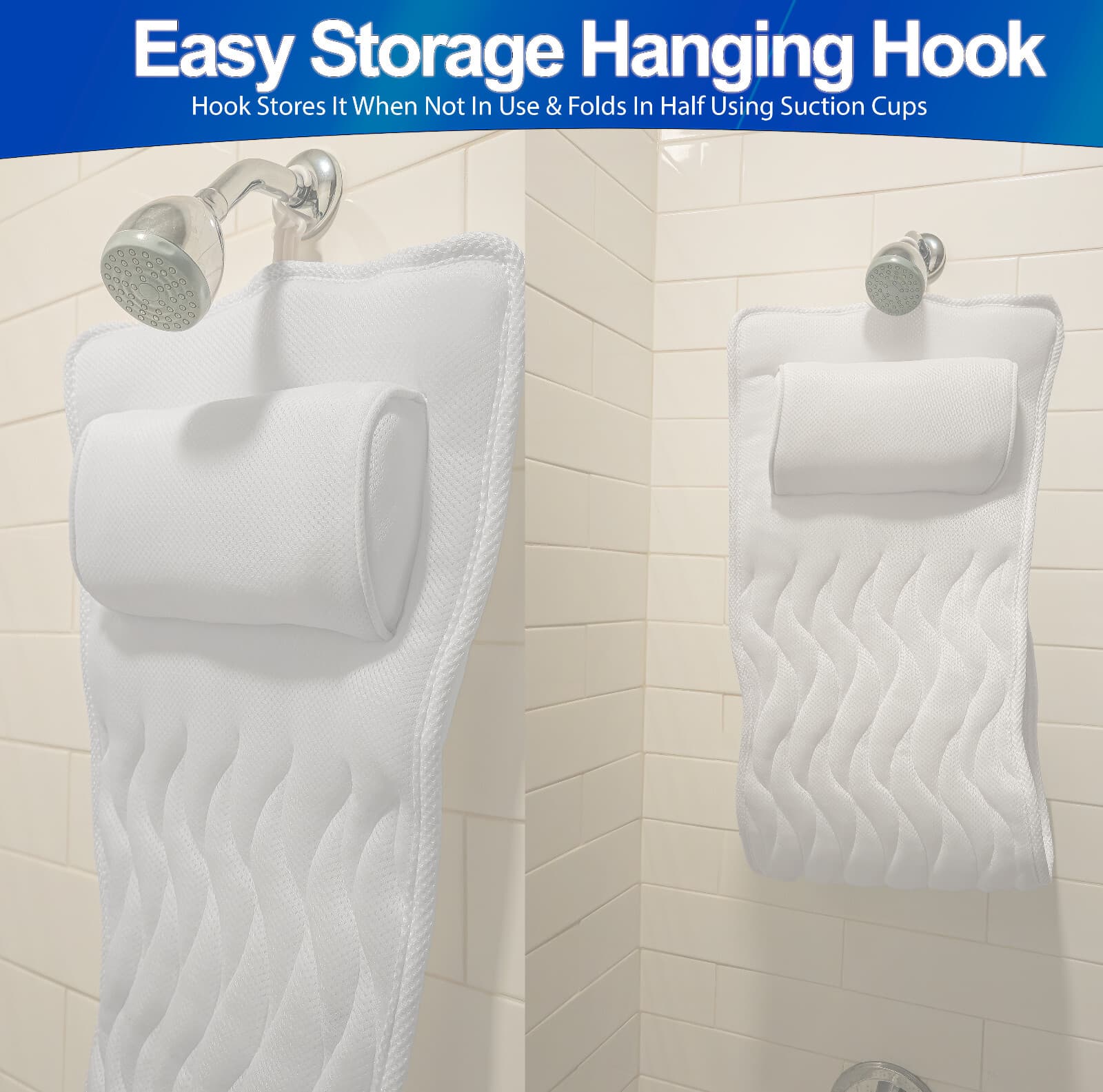 Full Body Bath Pillow & Mat w/ 5D Air Mesh - Bathtub Spa Back Cushion Non Slip 5