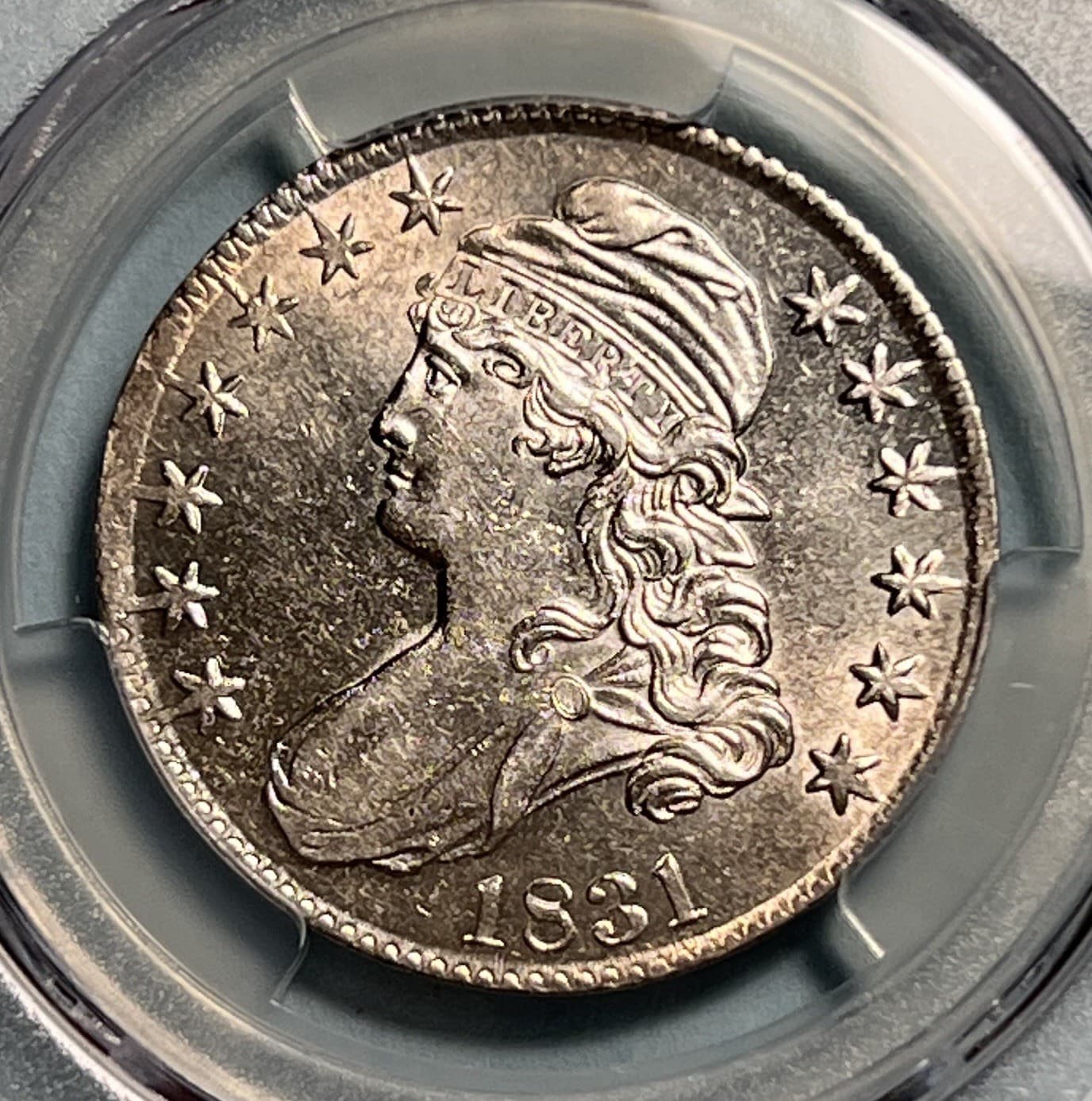 1831 Called Bust Half Dollar PCGS Gold Shield AU58 3