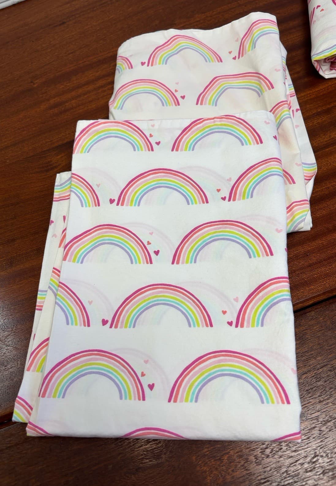 Pottery Barn Kids Pastel Rainbow Hearts Full Size Sheet Set 3