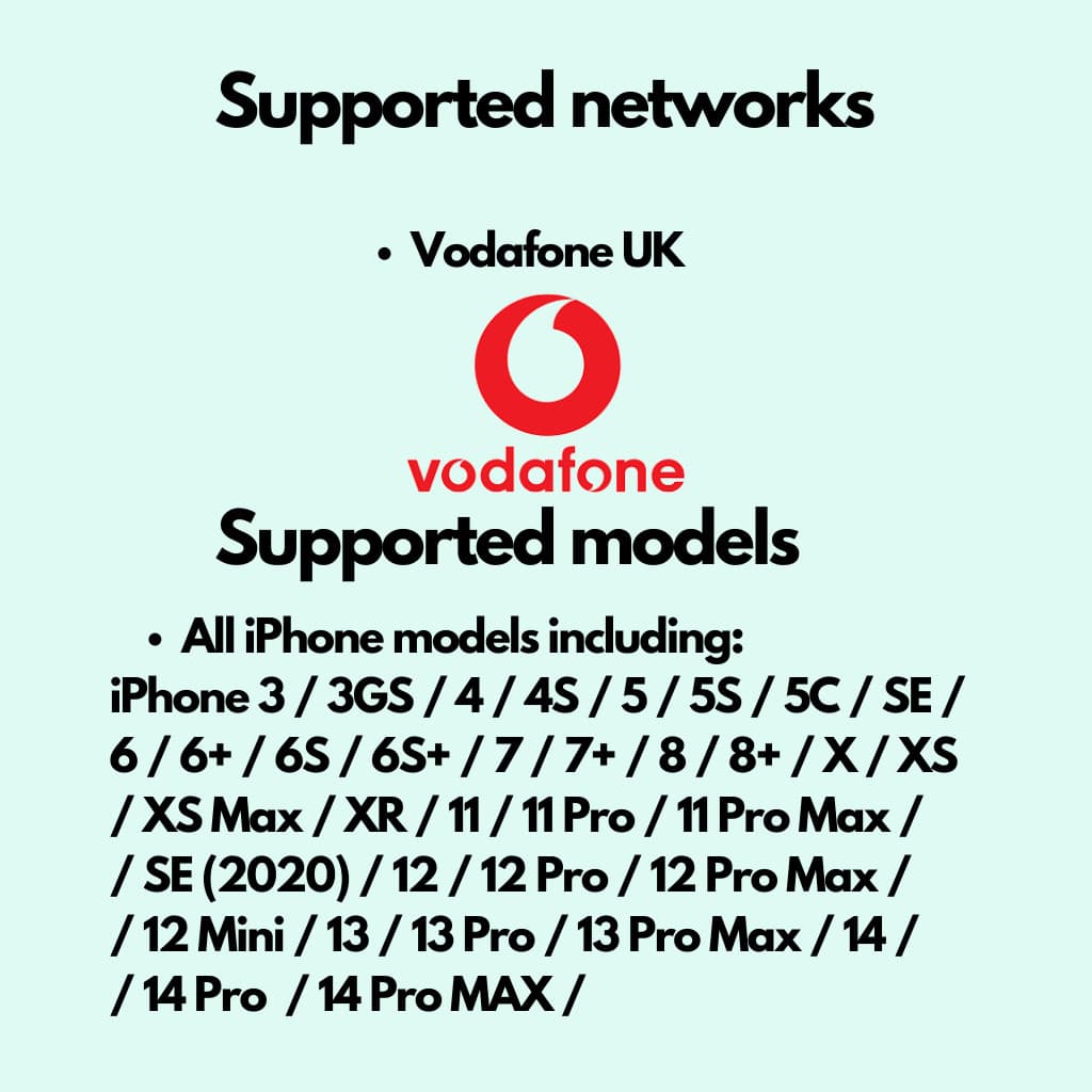 Factory Unlock Service For iPhone 8 / 8+ Plus Vodafone UK. 2