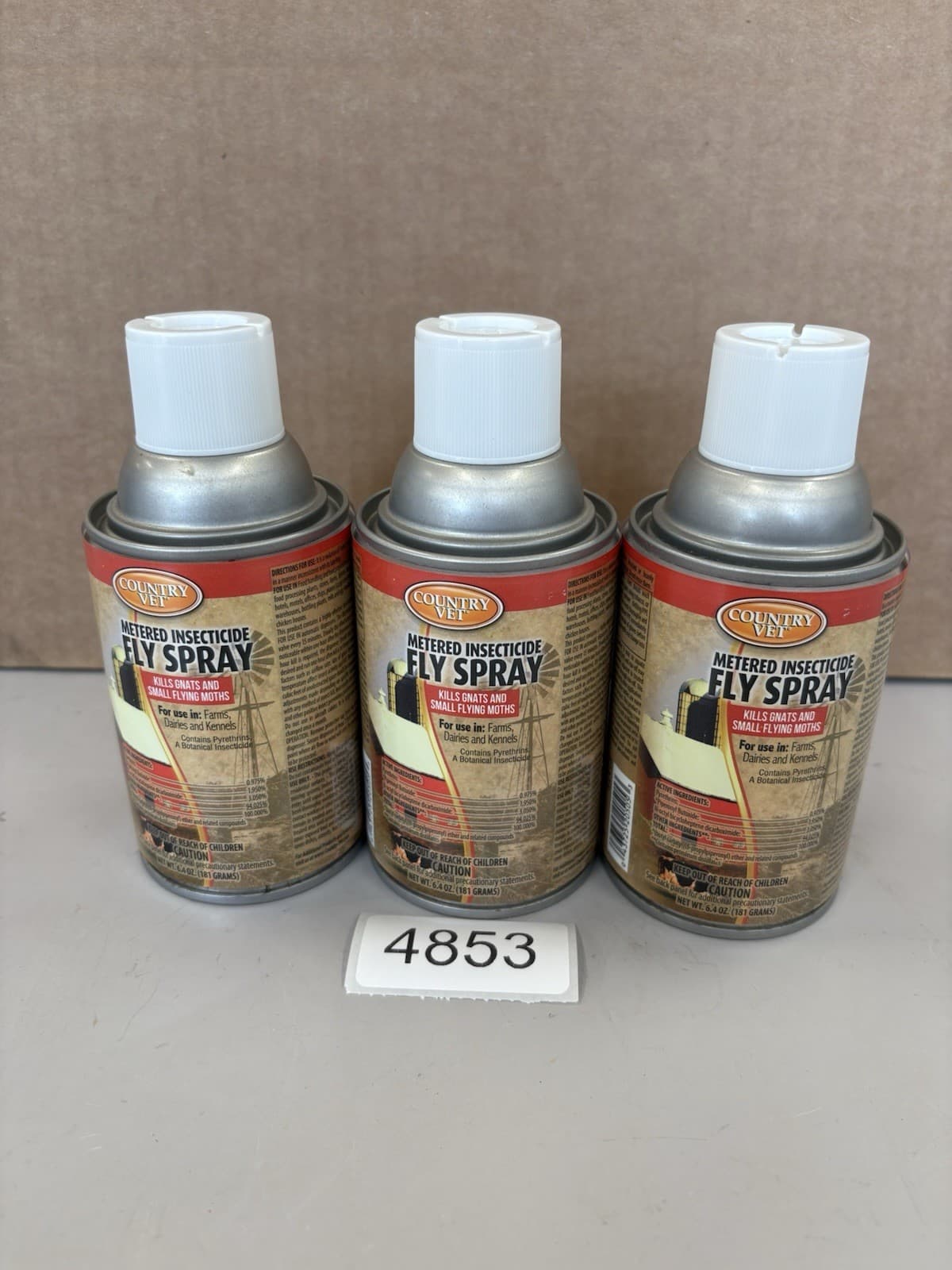 Lot of 3 Country Vet Metered Refill Fly Spray 6.4 oz Barn Insecticide