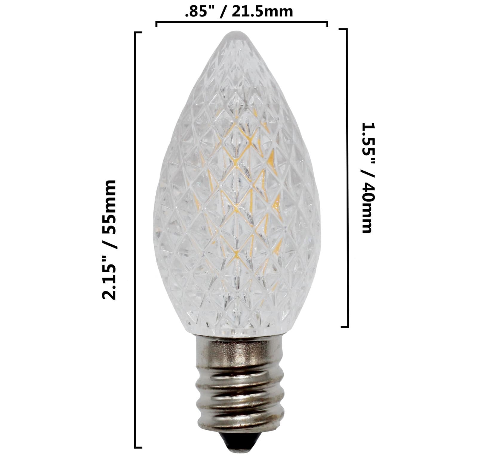 25 Pack C7 Faceted LED Multicolor Replacement Light Bulbs for Christmas 0.7W 5