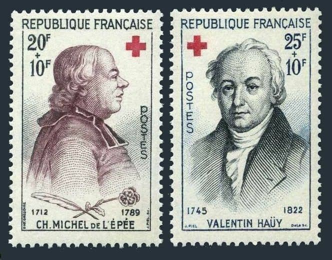 France B337-B338,MNH. Mi 1270-1271. Charles Michel de l'Epee, Valentin Hauy.1959